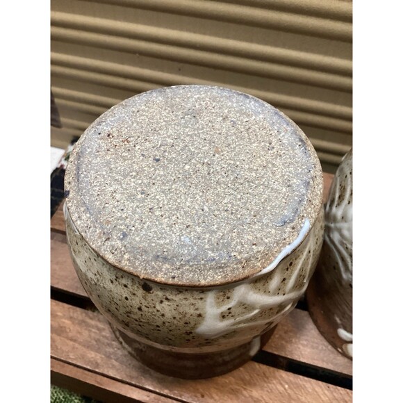 Art Pottery Creamer & Sugar Stoneware Brown Earth Tones White Drip Glaze Accent - Picture 10 of 15